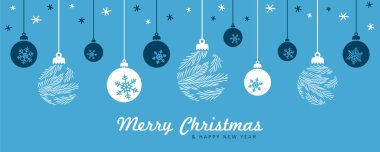 Asılı top süsleme vektör illüstrasyonlu mutlu noel kartları EPS10