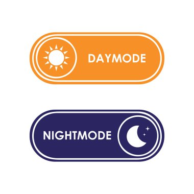 Güneş ve ay vektör illüstrasyonlu gündüz ve gece düğmesi