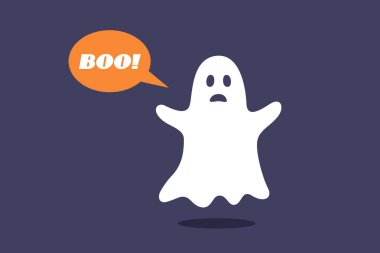 Küçük şirin cadılar bayramı hayaleti minimalist tasarım vektör çizimi