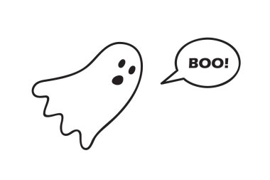 Küçük şirin cadılar bayramı hayaleti minimalist tasarım vektör çizimi