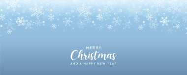 Kar tanesi sınır vektörü illüstrasyonlu mavi Noel afişi