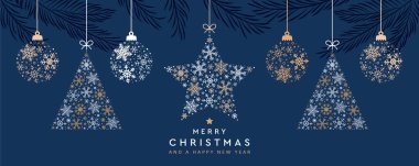 Asılı top süsleme vektör resimli mutlu noel kartları