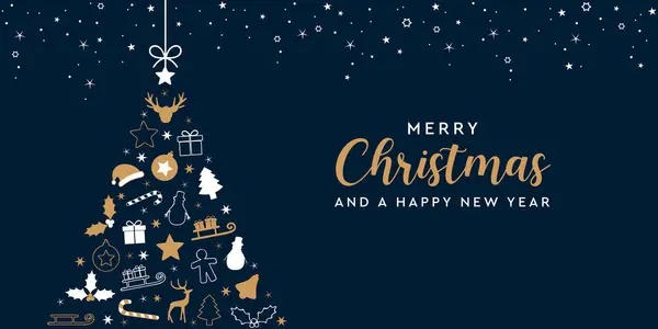 Dekoratif köknar ağacı illüstrasyonlu Noel tebrik kartı