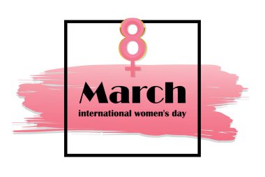 8 Mart uluslararası kadınlar günü pembe ve altın tebrik kartı illüstrasyonları