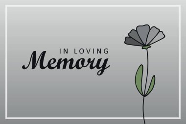 Sevgili hafıza vektörü illüstrasyonunda çiçekli başsağlığı kartı