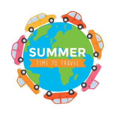 Farklı arabalar dünyanın dört bir yanında izole edilmiş vektör çizimleri yapıyor.