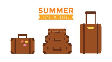 Farklı valiz seti izole vektör illüstrasyonu