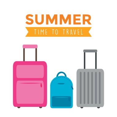 Renkli bavul seti izole edilmiş vektör illüstrasyonu