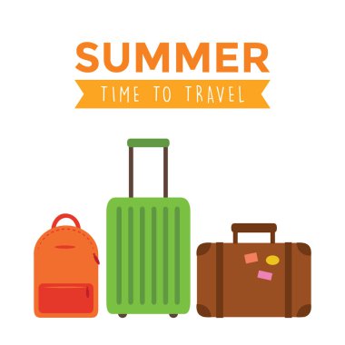 Renkli bavul seti izole edilmiş vektör illüstrasyonu