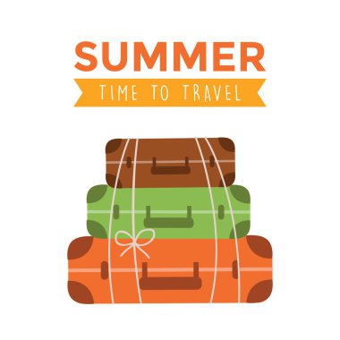 Farklı valiz seti izole vektör illüstrasyonu