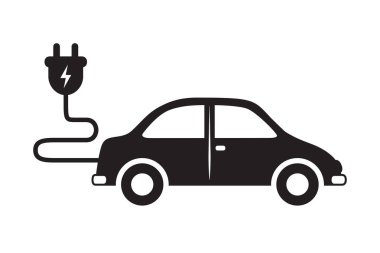 Kablo görüntüleme yüklü elektrikli araba izole vektör çizimi