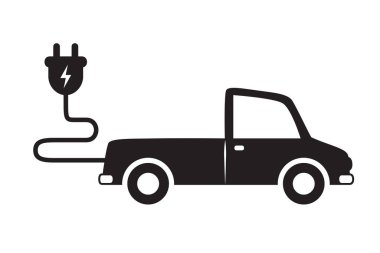 Kablo görüntüleme yüklü elektrikli araba izole vektör çizimi