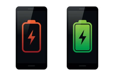 akıllı telefon izole vektör ilüstrasyonunda pil şarj durumu