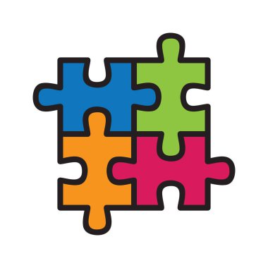 Basit bulmaca parçaları izole edilmiş vektör çizimi