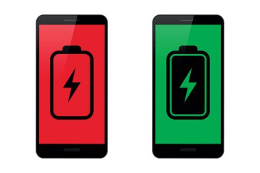 akıllı telefon izole vektör ilüstrasyonunda pil şarj durumu