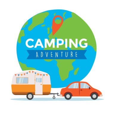 Dünya vektör illüstrasyonunda yolculuk macerası