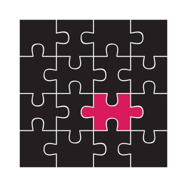 Basit bulmaca parçaları izole edilmiş vektör çizimi