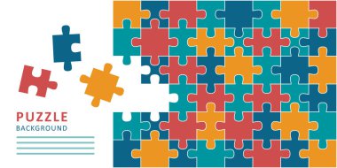 Basit renkli yapboz parçaları izole edilmiş vektör örneklemesi