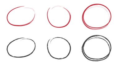 Basit yuvarlak fırça darbelerinin izole edilmiş vektör çizimleri