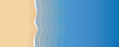 Kumlu plaj yaz tatili üst görünüm vektör illüstrasyonu