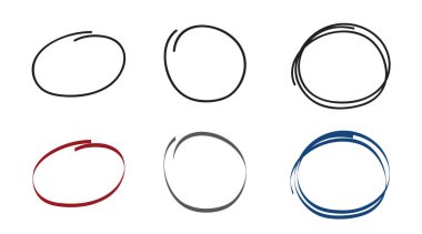 Basit yuvarlak fırça darbelerinin izole edilmiş vektör çizimleri