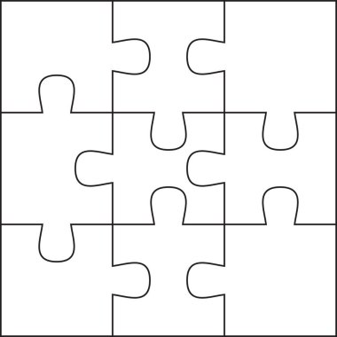 Basit bulmaca parçaları izole edilmiş vektör resimlemesi