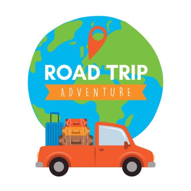 Yolculuk macerası araba sürüşü dünya vektör illüstrasyonunda