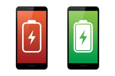 akıllı telefon izole vektör ilüstrasyonunda pil şarj durumu