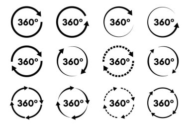 360 derece simge izole vektör illüstrasyonunu ayarla