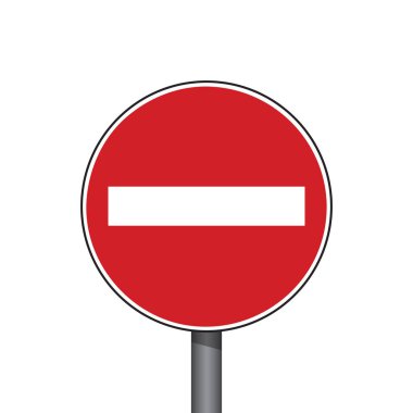 kırmızı yuvarlak trafik işareti yok giriş izole vektör çizimi