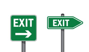 yeşil çıkış işareti izole vektör illüstrasyonu