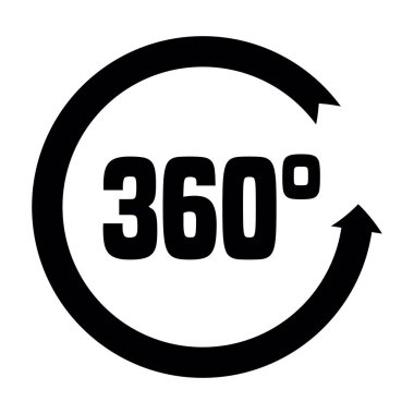 Basit 360 derece ikon izole vektör çizimi