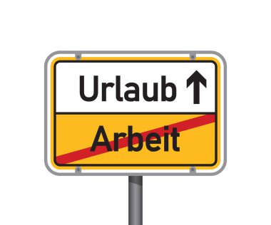 Almanca sözcüklerle sarı trafik işareti tatil ve izole edilmiş vektör çizimi