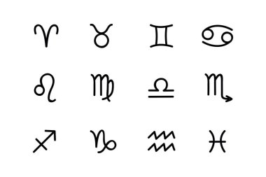 Burç işareti izole vektör illüstrasyonunu ayarladı