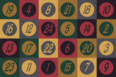 Sonraki takvim 24 noel etiketi çizimi