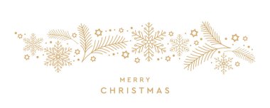 Kar tanesi köknar dalları sınır vektörü illüstrasyonlu mutlu noel tebrik kartı