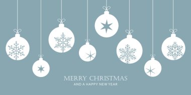 Kar taneleri ve yıldız vektör illüstrasyonuyla Noel süslemesi