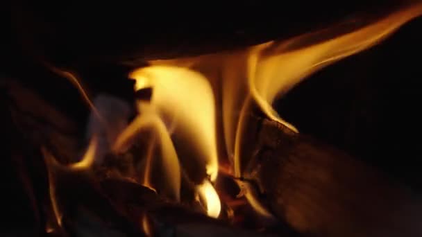Αργή Κίνηση Φλόγες Που Καίγονται Ψηλά Μια Σόμπα Κάρβουνου Φωτιά — Αρχείο Βίντεο