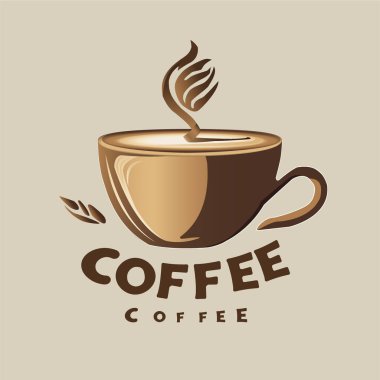 Kahve dükkanları ve kahve ile ilgili işletmeler için uygun vektör kahve amblemi içeren bir kahve logosu tasarımı şablonu.