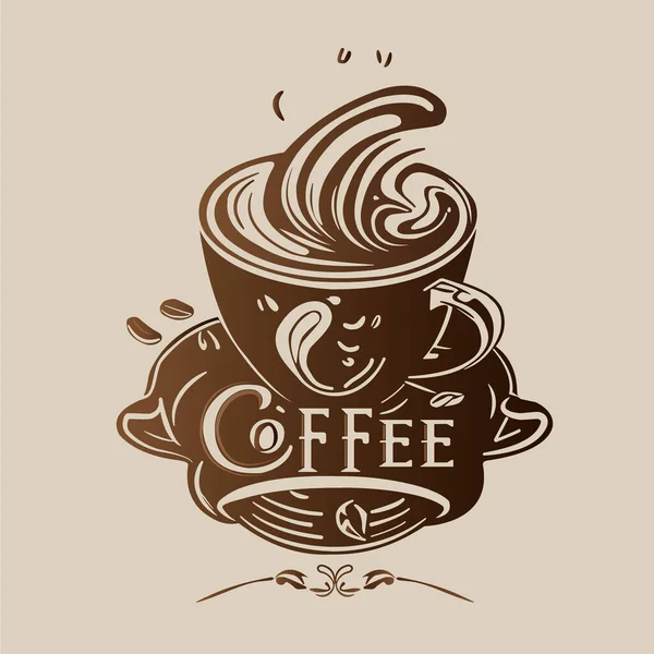 コーヒーショップやコーヒー関連ビジネスに適したベクターコーヒーエンブレムを備えたコーヒーロゴデザインのテンプレート — ストックベクタ