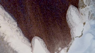 Beyaz su akışının güzel bronz akıntısı. Sıvı sanat. Pürüzsüz meditasyon parıldayan sanat yakın plan. Parıltılı renkli boya taşkınlığı. Yavaş çekim, yüksek kaliteli soyut video tasarımı