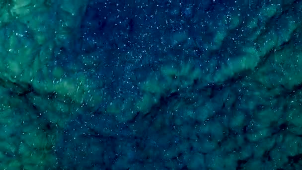 Fundo Artístico Líquido Abstrato Água Azul Brilhante Metálica Macro Vídeo — Vídeo de Stock