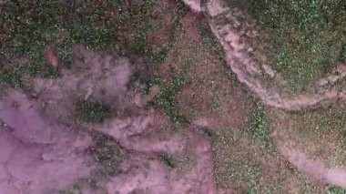  Sıvı ağır çekim sanatı. Renkli Kaos Türbülansı. Dalgalanan parıltılı yüzey. Güzel metalik doku. Akışkan sanat çizim videosu, renkli dalgalı soyut akrilik doku.