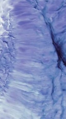 Beyaz ve mavi alkol mürekkebi olan soyut sanat arkaplan tasarımı. Petri kabındaki boyanın kimyasal reaksiyonunun makro videosu.