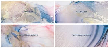 Orijinal alkol mürekkebi resminin bir parçası. Modern sanat. Soyut renkli arka plan, duvar kağıdı. Mermer dokusu. Modern afişler için akışkan sanat, ruhani grafik tasarım. Vektör illüstrasyonu.