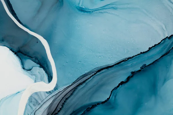 Pastel Sıvı Mermer Suluboya Arka Plan Beyaz Çizgiler Mavi Misket — Stok fotoğraf