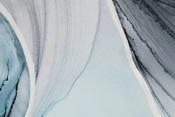 Pastelowe Ciekłe Marmurowe Tło Akwarelowe Białymi Liniami Niebieski Marmurkowy Tusz — Zdjęcie stockowe