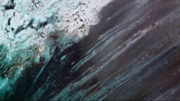 Жидкое Искусство Рисования Видео Абстрактная Голубая Акриловая Текстура Красочными Волнами — стоковое видео