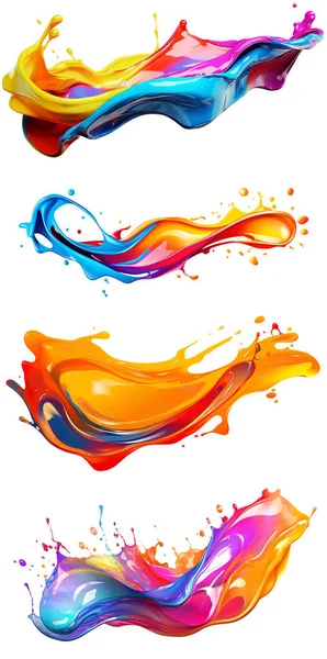 Set Vernice Colorata Spruzzi Elemento Isolato Sullo Sfondo Trasparente Illustrazione — Foto Stock