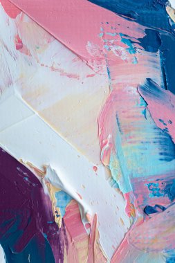 Tamamlayıcı renkler. Yağlı fırça darbesiyle, palet bıçağıyla tuvale boyanmış, soyut, renkli resim dokusu..